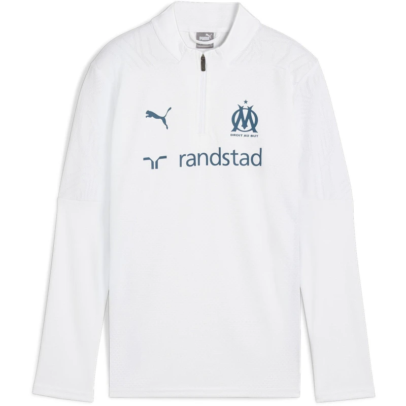 Image of Puma Olympique De Marseille Training Quarter Zip Top 2024 2025 Junior - White White 7 - 8 Years