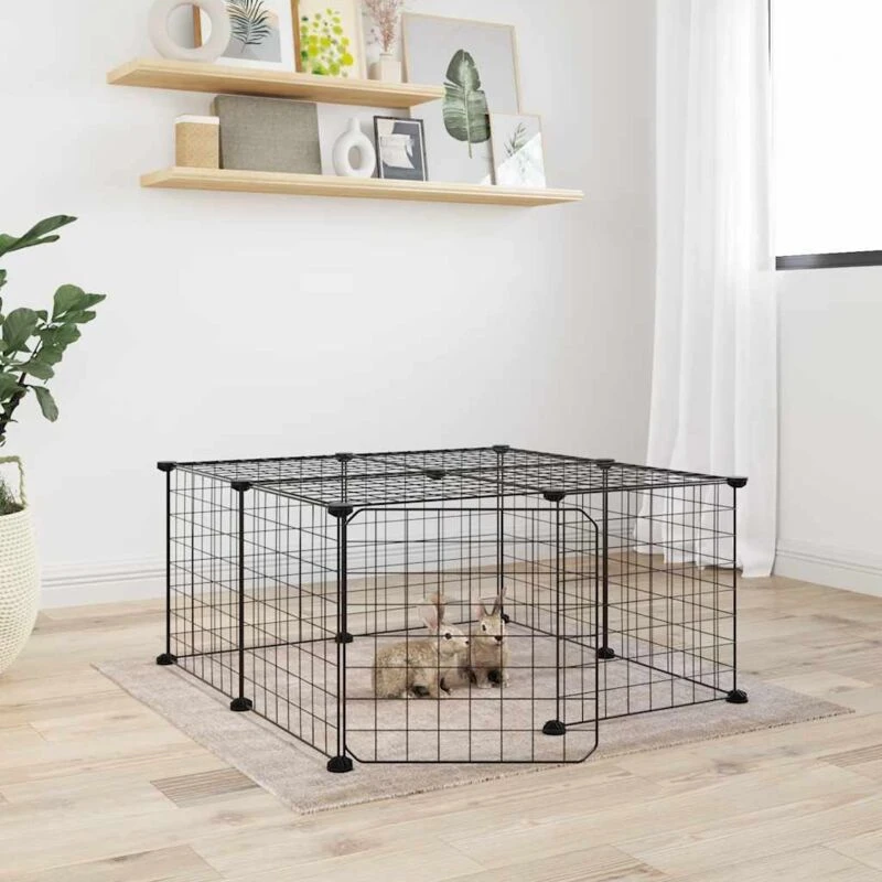 Image of VIDAXL Vidaxl - 12-Panel Pet Cage with Door Black 35x35cm Steel 8720287190844