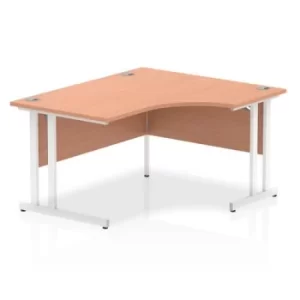 Image of Impulse 1400mm Right Crescent Desk Beech Top White Cantilever Leg I003