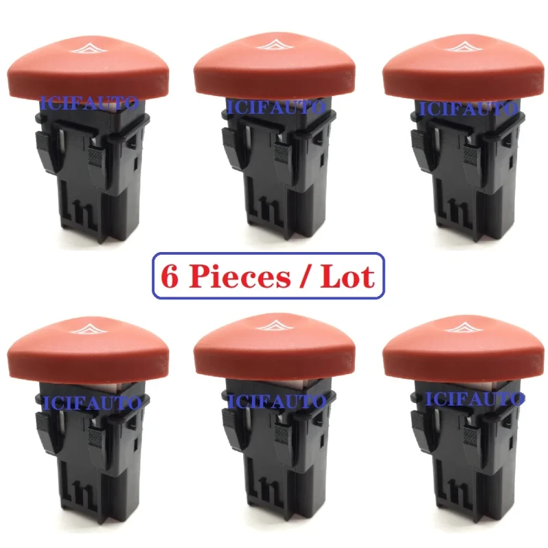 Image of 6 x Hazard Warning Switch Button for Renault Master Trafic Vauxhall Movano Vivaro 8200442724, 93856337, 25910-00QAC, 252904889R