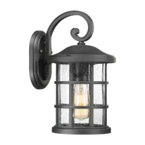 Image of Crusade Outdoor 1 Light Medium Wall Lantern, Earth Black, IP44, E27