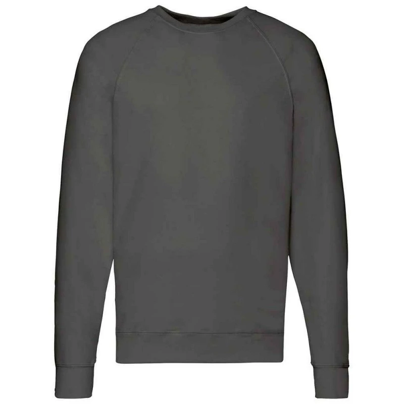 Image of Fruit Of The Loom Fruit of the Loom Men Lightweight Raglan Sweatshirt in Mid Grey Size: Small Mid Grey S Male 5063425937929