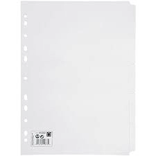 Image of 5 Star Subject Dividers Multipunched Manilla Card 5-Part A4 White Pack 10