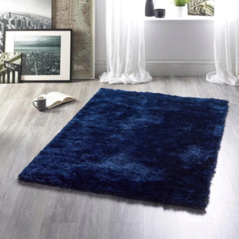 Image of The Very Collection Glamour Shaggy Rug Indigo PAD46 Unisex 120x170cm,160x230cm,80x150cm