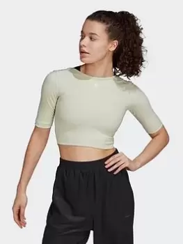 Image of adidas AEROREADY Studio Open-Back Top, Beige, Size L, Women