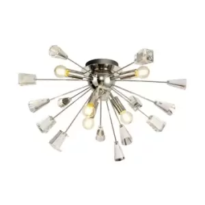 Image of Semi Flush Ceiling Sputnik , 6 Light E14, Polished Nickel, Crystal - Luminosa Lighting