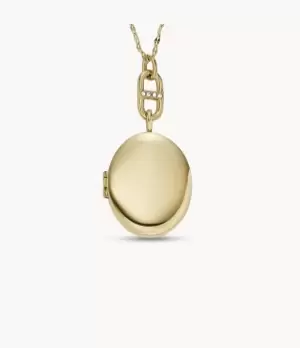 Image of Fossil Women Locket Collection Gold-Tone Stainless Steel Chain Necklace