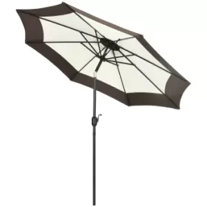 Image of Outsunny 2.7m Garden Parasol Umbrella with 8 Metal Ribs, Tilt and Crank, Outdoor Sunshades for Garden, Patio, Beach, Yard, Coffee