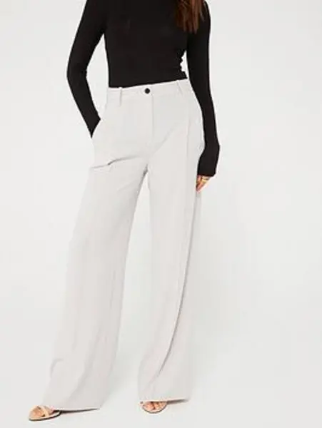 Image of CALVIN KLEIN Structure Twill Wide Leg Pant - Size 10