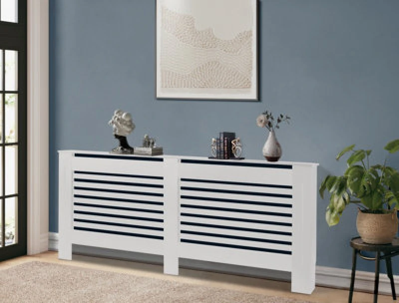Image of Groundlevel White Wooden Radiator Cover - 172Cm X 82Cm X 19Cm