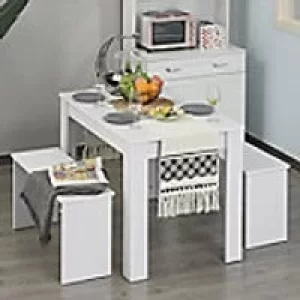 Image of Homcom Dining Set For Small Spaces White