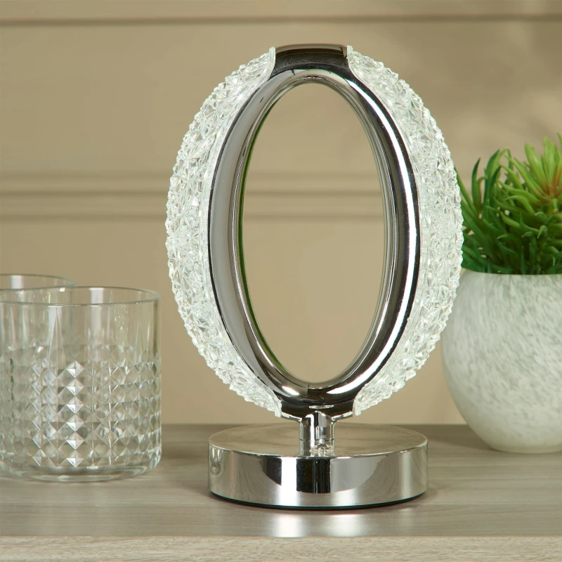 Image of Lighting Collection Ring Portable Touch Lamp Chrome unisex One size