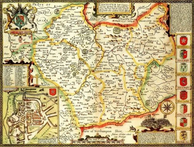 Image of John Speed Historial Map Leicestershire Historical Map 1000 Piece Jigsaw Puzzle (1610)