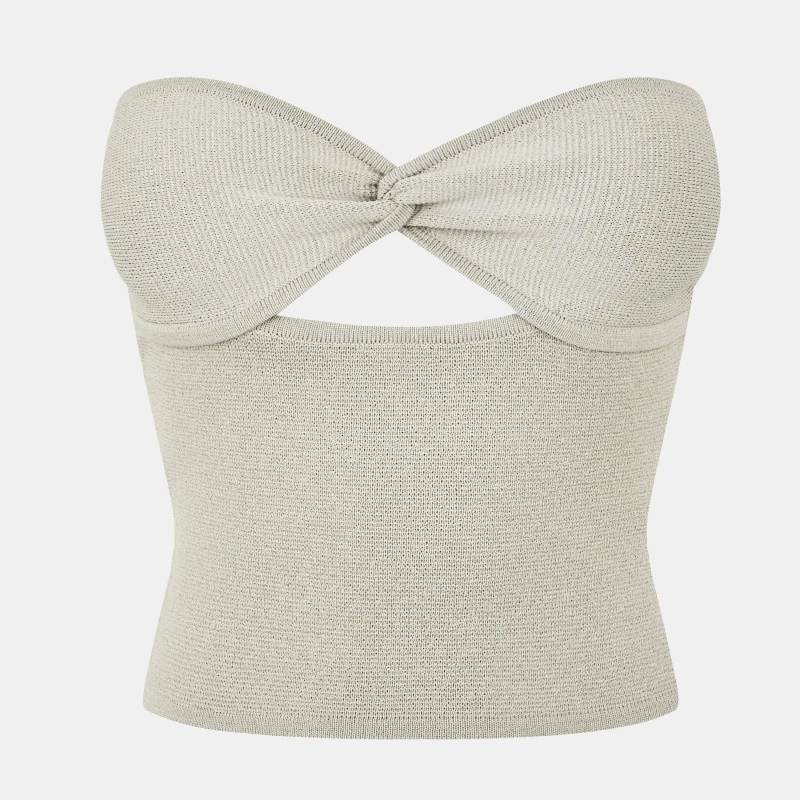 Image of Jack Wills Womens Twist Front Sweater Vest Stone female 6 (2XS)