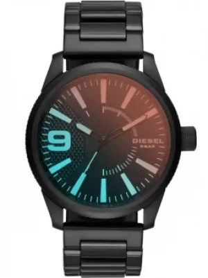 Image of Diesel Mens Rasp Iridescent Dial Ion Plated Stainless Steel Watch