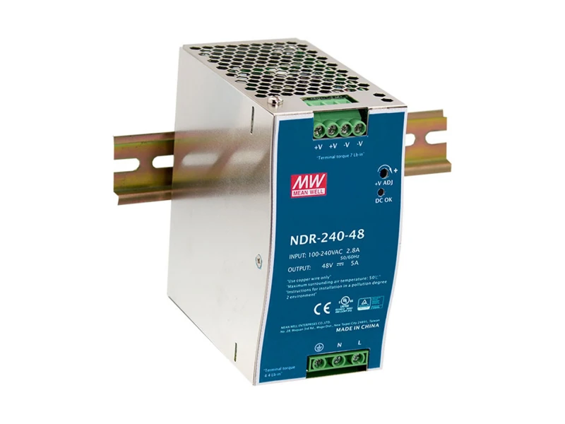 Image of LevelOne 48V DC Industrial Power Supply. 240W. DIN-Rail. PoE Ready