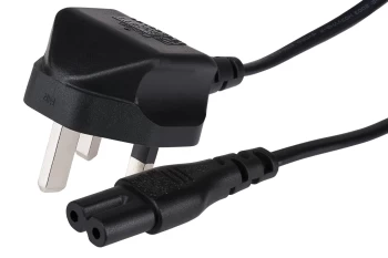 Image of Maplin IEC C7 Fig 8 2-Pin Plug to UK 3-Pin Plug Power Supply Cable - 1m