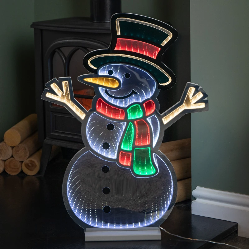Image of 60cm Light up Standing Snowman Infinity Christmas Decoration with Multi-Coloured LEDs