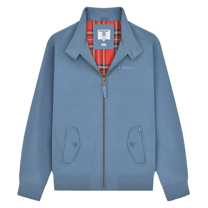 Image of Lambretta Lambretta Men Shower Resistant Harrington Jacket in Mid Blue Size: X-Large Mid Blue XL Male 5063703945578