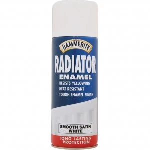 Image of Hammerite Radiator Enamel Aerosol Paint Satin White 400ml