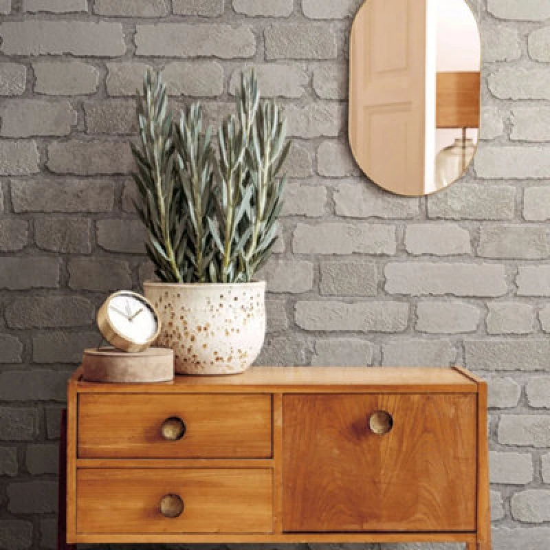 Image of Galerie Industrial Effects Whiteglass Stone Brick Effect Wallpaper Roll