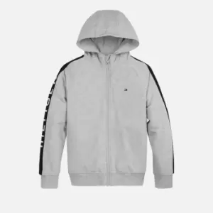 Image of Tommy Hilfiger Boys' Tommy Flag Hooded Zip Through - Light Grey Heather - 16 Years