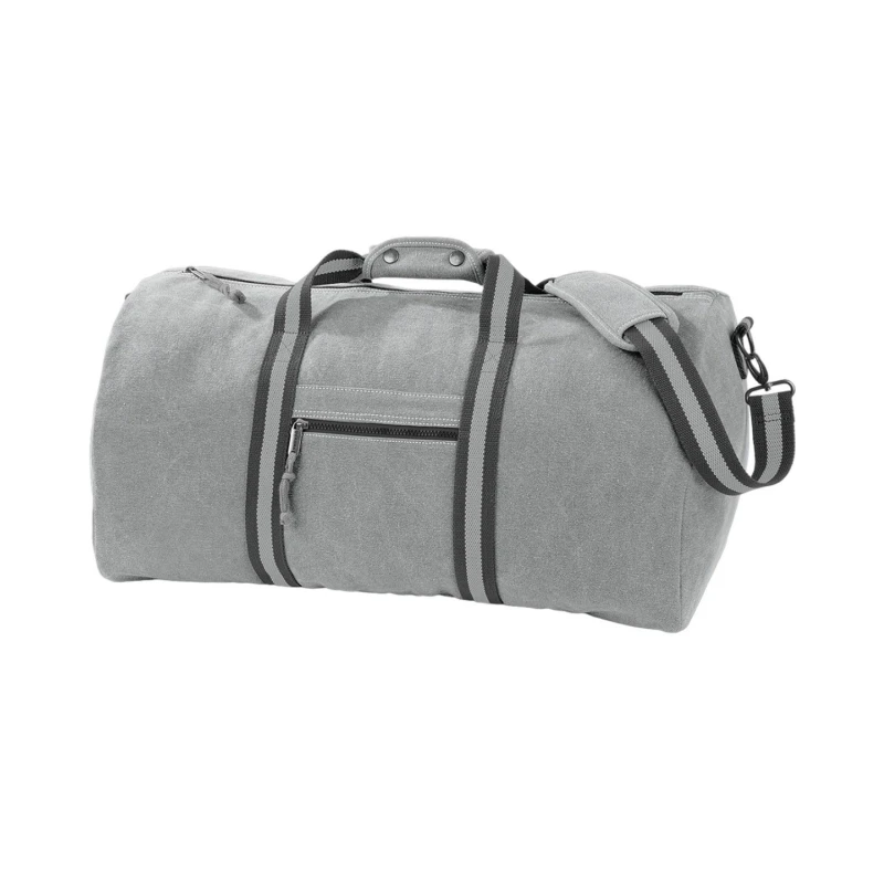 Image of Quadra Mens Vintage Canvas Duffle Bag in Mid Grey Mid Grey Male