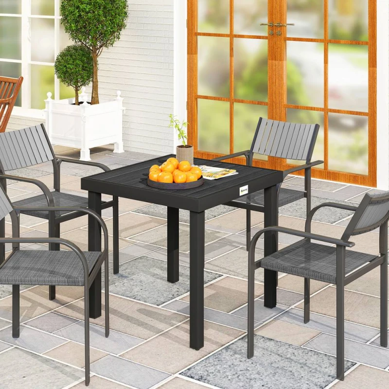 Image of Outsunny 78cm Garden Dining Table For 4, Square Outdoor Side Table, Black 84B-918BK
