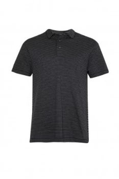Image of Mens French Connection Double Faced Alternative Stripe Polo Shirt Black Grey