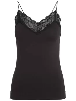 Image of PIECES Lace Detailed Sleeveless Top Women Black