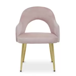 Image of Dani Dusky Pink Velvet Dining Chair, Pink