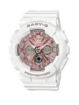 Image of Casio Casio Baby G Rose Gold Chronograph Dial White Resin Strap Ladies Watch