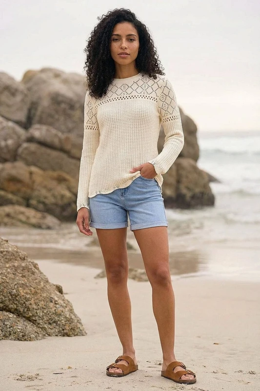 Image of Roman Womens Textured Wave Hem Knit Jumper in Ivory Size: 10 Ivory Female 10