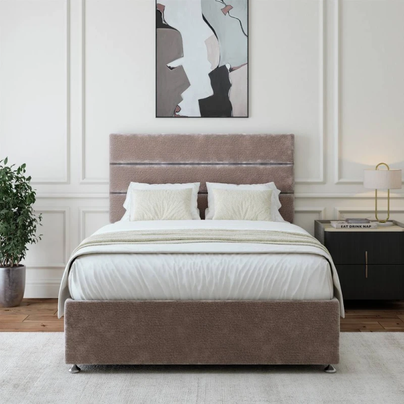Image of Bedmaster Bedmaster Chenille Divan Base And Lined Headboard in Silver Size: Single Silver Single Unisex 9509712921371