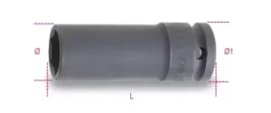 Image of Beta Tools 720LS 1/2" Square Drive Long Slim Impact Socket 27mm 007200377