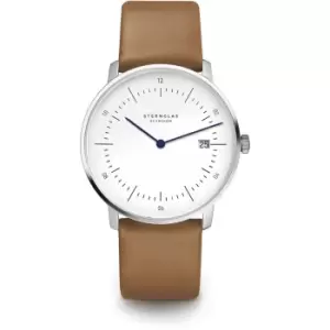 Image of Sternglas S01-NA01-PR01 Mens Naos Tan Brown Leather Strap Wristwatch