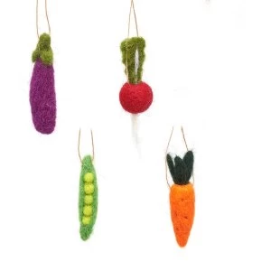 Image of Sass & Belle (Set of 4) Mini Felt Vegetable Decorations