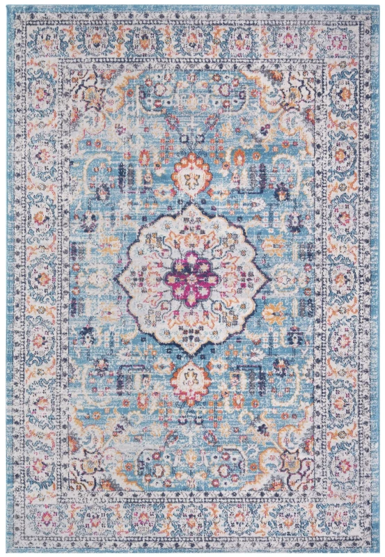 Image of THE RUGS Marrakech Blue Medallion Large Area Rug & Runner Living Room 410 Size: 120cm x 170cm Multicolor Unisex 120cm x 170 cm