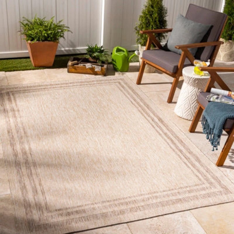 Image of Livabliss In- & Outdoor Cottage Jute-Look Beige Georgia Area Rug 200 X 275cm - Easy To Clean, Perfect For Balcony, Kitchen Or Dining Room