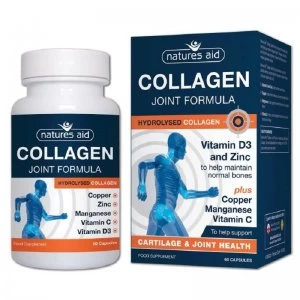 Image of Natures Aid Collagen Joint Formula Hydrolysed Collagen with Vitamin D3 & Zinc 60 Capsules