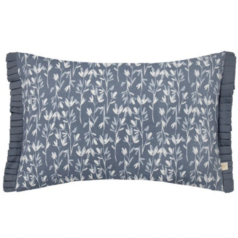 Image of Wylder Nature Belle Botanical Pleat Fringe Polyester Filled Cushion Light Blue