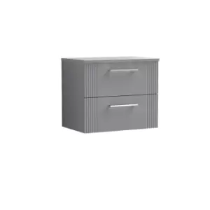 Image of Nuie Deco 600mm Wall Hung 2 Drawer Vanity & Worktop - Satin Grey