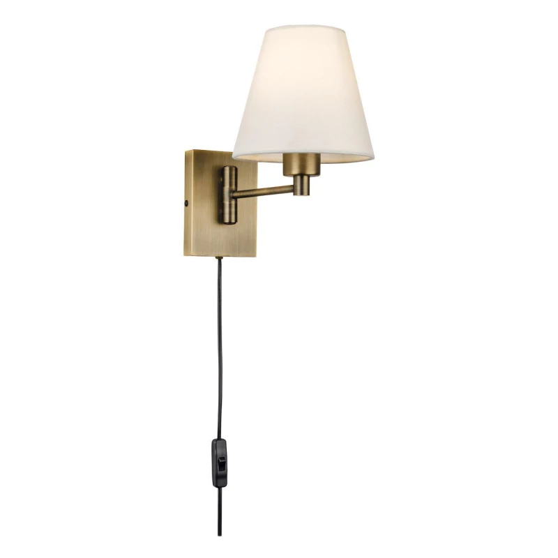Image of Firstlight Plug-In Wall Light with On/Off Switch in Bronze with Cream Shade