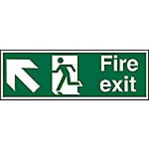 Image of Fire Exit Sign Up Left Arrow Acrylic 10 x 30 cm