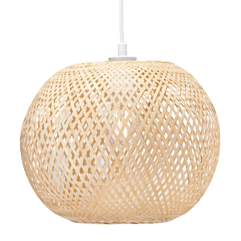 Image of Happy Homewares Modern Spherical Cage Design Bamboo Strapping Pendant Lamp Shade in Brown Brown Unisex