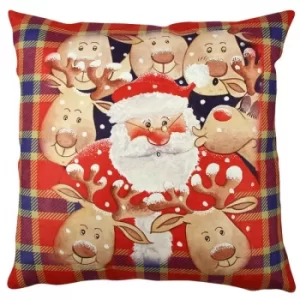 Image of A11876 Multicolor Cushion Santa & Reindeer
