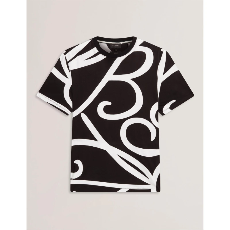 Image of Ted Baker Mens TB Script Regular Fit T-Shirt Black male S (2)