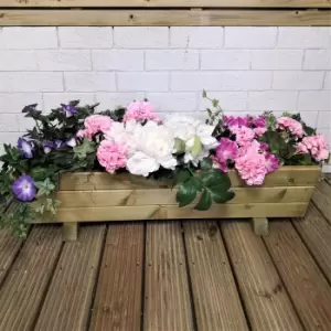 Image of Tom Chambers Hand Made 87cm x 28cm Country Rustic Wooden Medium Garden Trough Flower Bed Planter
