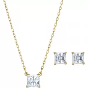 Image of Swarovski Attract White Square Crystal Gold Tone Pendant and...