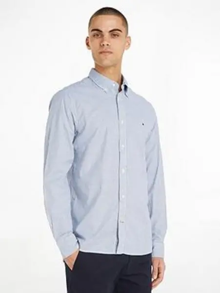 Image of Tommy Hilfiger Core 1985 Flex Oxford Stripe Shirt-Blue/White